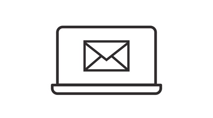 Laptop Mail Icon. Vector isolated editable black and white illustration