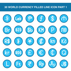 Illustration vector graphic icon of World Currency Icon Set Part 1. Filled line style icon. Vector illustration isolated on white background. Perfect for website or application design.