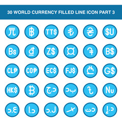 Illustration vector graphic icon of World Currency Icon Set Part 3. Filled line style icon. Vector illustration isolated on white background. Perfect for website or application design.