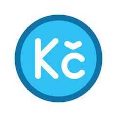 Illustration vector graphic icon of Czech Republic Koruna currency. Filled line style icon. Vector illustration isolated on white background. Perfect for website or application design.