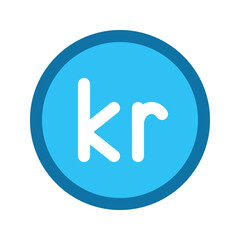 Illustration vector graphic icon of Denmark and Iceland Krone currency. Filled line style icon. Vector illustration isolated on white background. Perfect for website or application design.