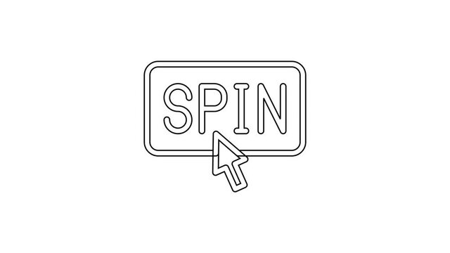 Black line Slot machine spin button icon isolated on white background. 4K Video motion graphic animation