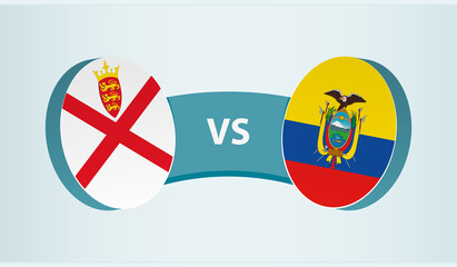 Jersey versus Ecuador, team sports competition concept. Round flag of countries.