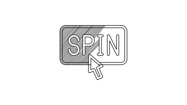 Black line Slot machine spin button icon isolated on white background. 4K Video motion graphic animation