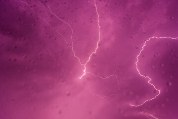 powerful lightning strike over the night sky
