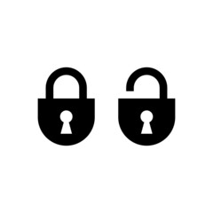 Set of Simple Lock and Unlock Icon Illustration Design, Flat Lock and Unlock Symbol Template Vector