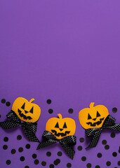 Kids halloween handmade paper pumpkins, creative, craft concept