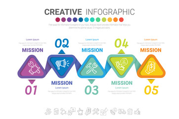 Infographic design template with numbers 5 option can be used for workflow layout, diagram, number step up options. 