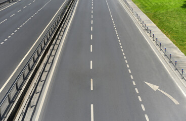 Aerial photo of empty Istanbul ring highway. Zero emissions concept