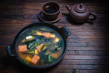 Fish soup- asian food. Cooking fast