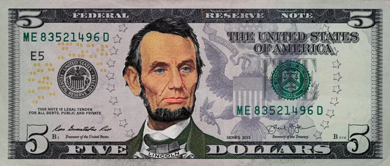 Fotobehang Colorized 5 dollar bill © Ruslan