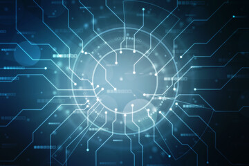 Abstract futuristic circuit board Illustration, Circuit board with various technology elements, Abstract speed technology concept, futuristic digital innovation background