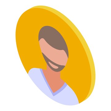 Bearded avatar icon isometric vector. Face man. User anonymity
