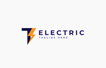 Electric Logo. letter T with thunder bolt inside, electric design logo template, vector illustration