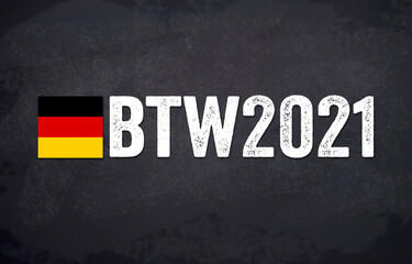 Illustration with the german words for federal election 2021 - bundestagswahl 2021 with german flag