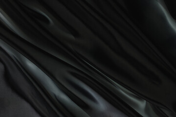 Abstract black Satin Silky Cloth for background,