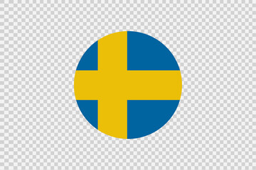 Sweden   flag in circle shape isolated  on png or transparent  background,Symbol of Sweden, template for banner,card,advertising, magazine,vector,top gold medal winner sport country