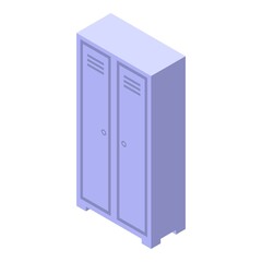 School locker icon isometric vector. Door room. Gym corridor
