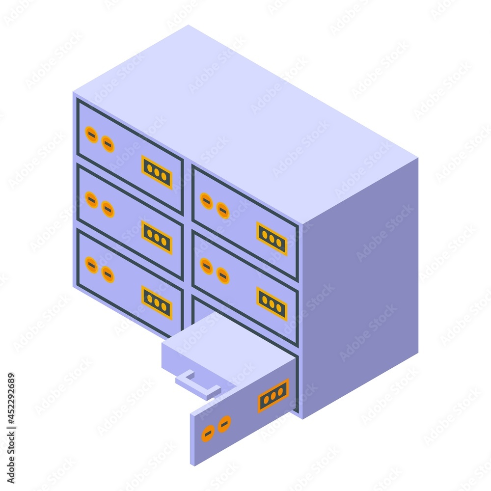 Poster money access locker icon isometric vector. verification hacker. bank security