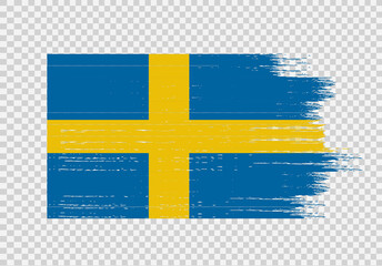 Sweden flag with brush paint textured isolated  on png or transparent background,Symbol of Sweden,template for banner,promote, design,vector,top gold medal winner sport country