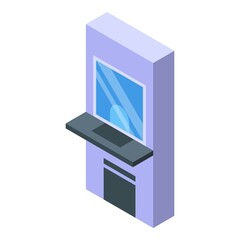 Bank kiosk icon isometric vector. Machine information. Terminal service