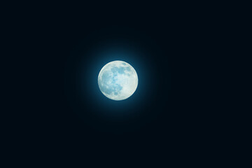 full blue spooky moon in the night sky, halloween spooky background
