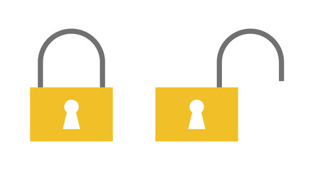 Vector illustration of padlock in lock and unlock position.