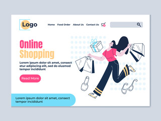 Online shopping landing page design element template