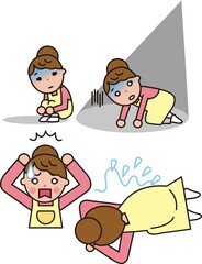 女性介護士の苦労と心理的負担素材セット