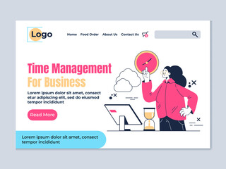 Time management landing page flat design illustration