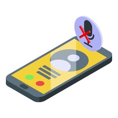 Banned smartphone icon isometric vector. User blacklist. Unauthorized device