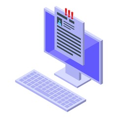 Banned computer icon isometric vector. User blacklist. Website credit