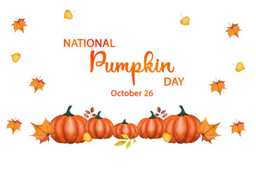 Happy Pumpkin  Day. Beautiful greeting card. Close-up, view from above. National holiday concept. Congratulations for family, relatives, friends and colleagues