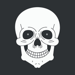 Human scull illustration. Vector skeleton illustration. Isolated halloween illustration. Jolly Roger logo.