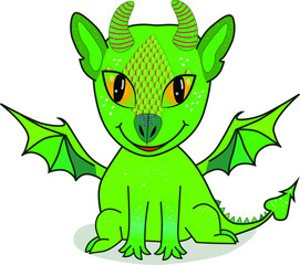 A fabulous creature dragon. Vector drawing of a dragon with wings.
