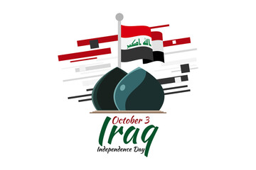 October 3, Happy Iraq National Day Vector illustration. Suitable for greeting card, poster and banner.