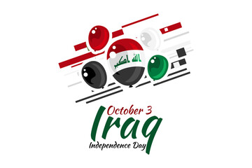 October 3, Happy National Day of Iraq Vector illustration. Suitable for greeting card, poster and banner.