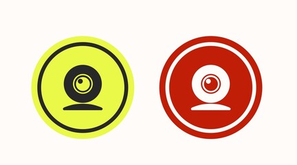 Security Camera Icon Set. Vector isolated rounded illustration set of a security camera