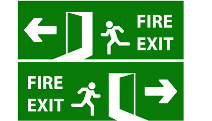 emergency exit kit. Exit Sign vector logo template. Emergency exit door. The arrow guides you to the safe exit. Safe exit concept. Vector EPS