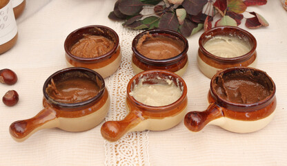 Various hummus and nuts dips.