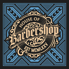 Vintage Barbershop label in vintage style