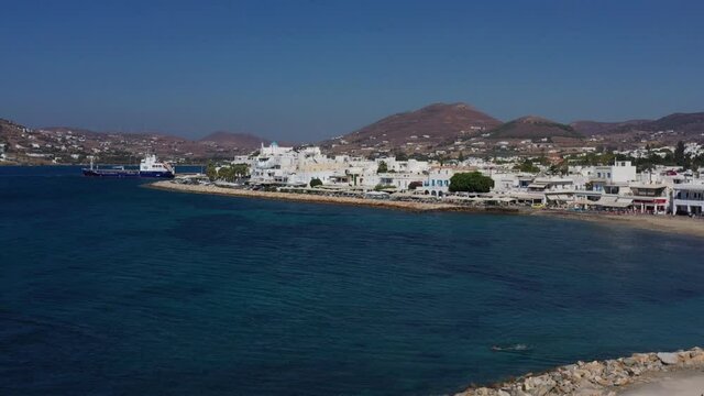 Paroikia in Paros island in Greece with windmill