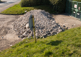 Pile of broken concrete rubble