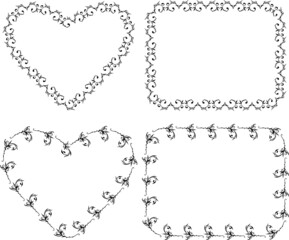 Decorative vector frames and heart shapes from vintage design elements