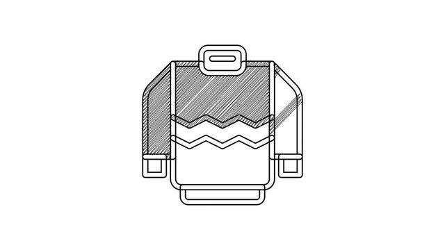Black line Sweater icon isolated on white background. Pullover icon. Sweatshirt sign. 4K Video motion graphic animation