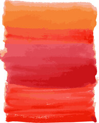 Vector watercolor abstract striped background from textured brush strokes of red paint