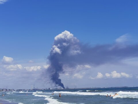 Petrol platform after tank explosion in Navodari, Romania