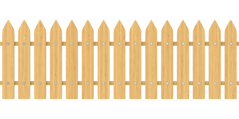 wooden fence on white background. Isolated 3D illustration