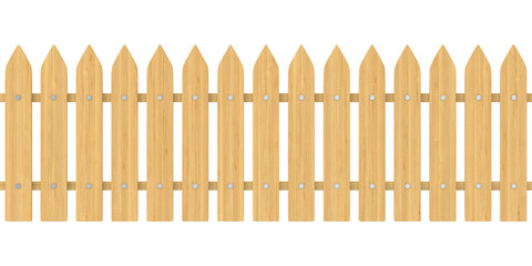 wooden fence on white background. Isolated 3D illustration