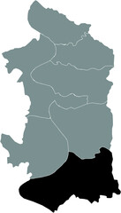 Black location map of the Duisburger Duisburg-Süd (south) district inside the German regional capital city of Duisburg, Germany